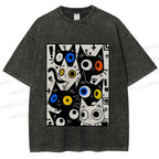 Unisex Cartoon Cats Printed Washed Tee