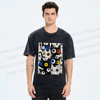 Unisex Cartoon Cats Printed Washed Tee
