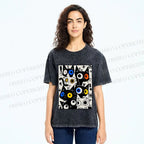 Unisex Cartoon Cats Printed Washed Tee