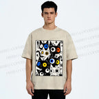 Unisex Cartoon Cats Printed Washed Tee
