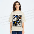 Unisex Cartoon Cats Printed Washed Tee