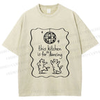 Unisex Dancing Cats Printed Washed Tee