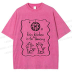 Unisex Dancing Cats Printed Washed Tee
