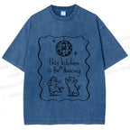 Unisex Dancing Cats Printed Washed Tee