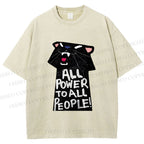 Unisex All Power to All People Panther Printed Washed Tee