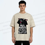 Unisex All Power to All People Panther Printed Washed Tee