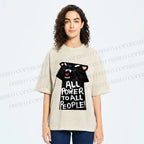 Unisex All Power to All People Panther Printed Washed Tee