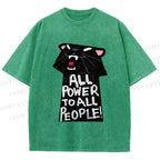 Unisex All Power to All People Panther Printed Washed Tee