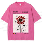 Unisex Yayoi Kusama Flower Printed Washed Tee