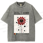 Unisex Yayoi Kusama Flower Printed Washed Tee