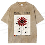 Unisex Yayoi Kusama Flower Printed Washed Tee