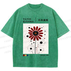 Unisex Yayoi Kusama Flower Printed Washed Tee