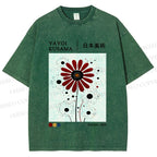 Unisex Yayoi Kusama Flower Printed Washed Tee