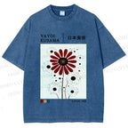 Unisex Yayoi Kusama Flower Printed Washed Tee
