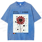 Unisex Yayoi Kusama Flower Printed Washed Tee
