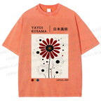 Unisex Yayoi Kusama Flower Printed Washed Tee