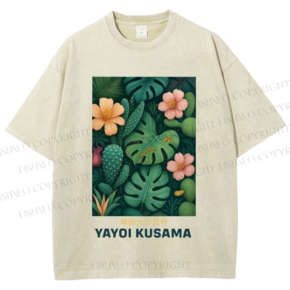 Unisex Yayoi Kusama Jungle Printed Washed Tee