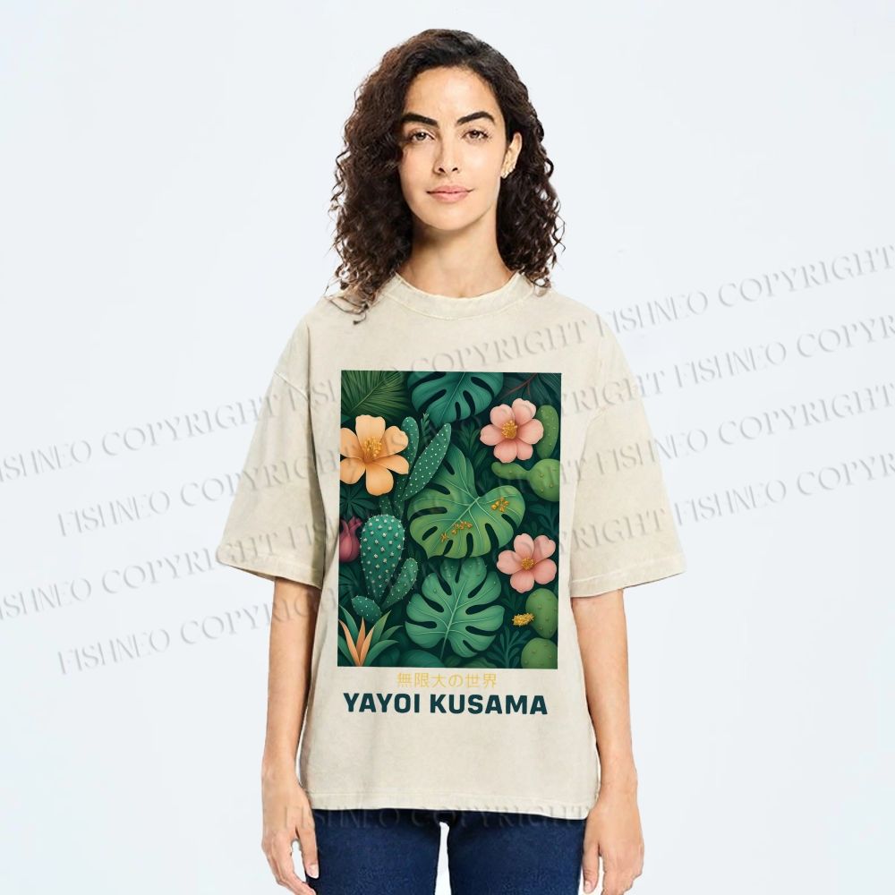 Unisex Yayoi Kusama Jungle Printed Washed Tee