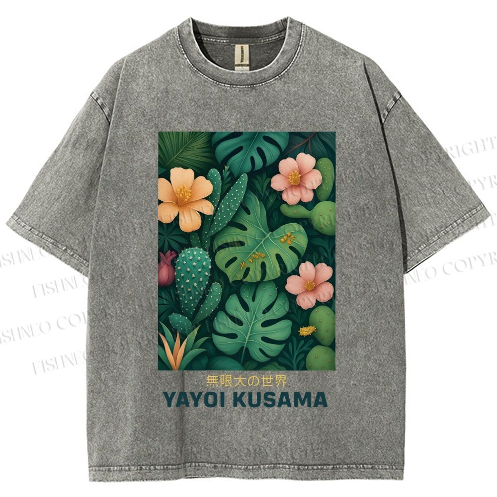 Unisex Yayoi Kusama Jungle Printed Washed Tee