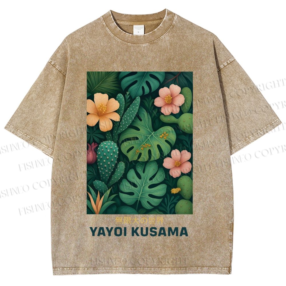 Unisex Yayoi Kusama Jungle Printed Washed Tee