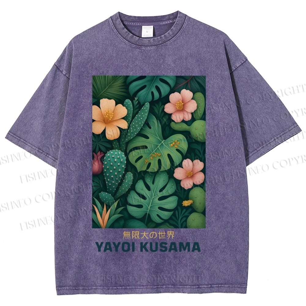 Unisex Yayoi Kusama Jungle Printed Washed Tee