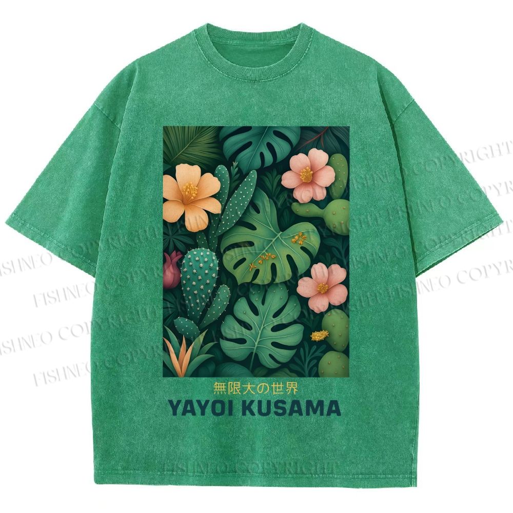 Unisex Yayoi Kusama Jungle Printed Washed Tee