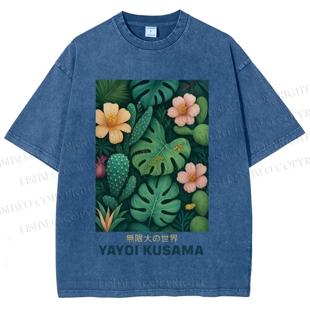 Unisex Yayoi Kusama Jungle Printed Washed Tee