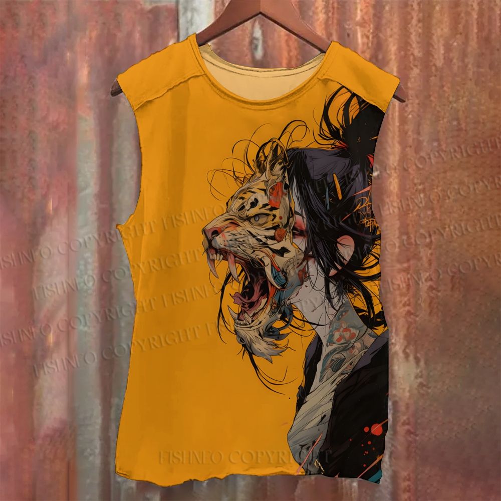 Unisex Casual Tiger Face Woman Printed Tank Top