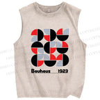 Unisex Bauhaus Geometry Printed Washed Tank Top