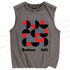 Unisex Bauhaus Geometry Printed Washed Tank Top