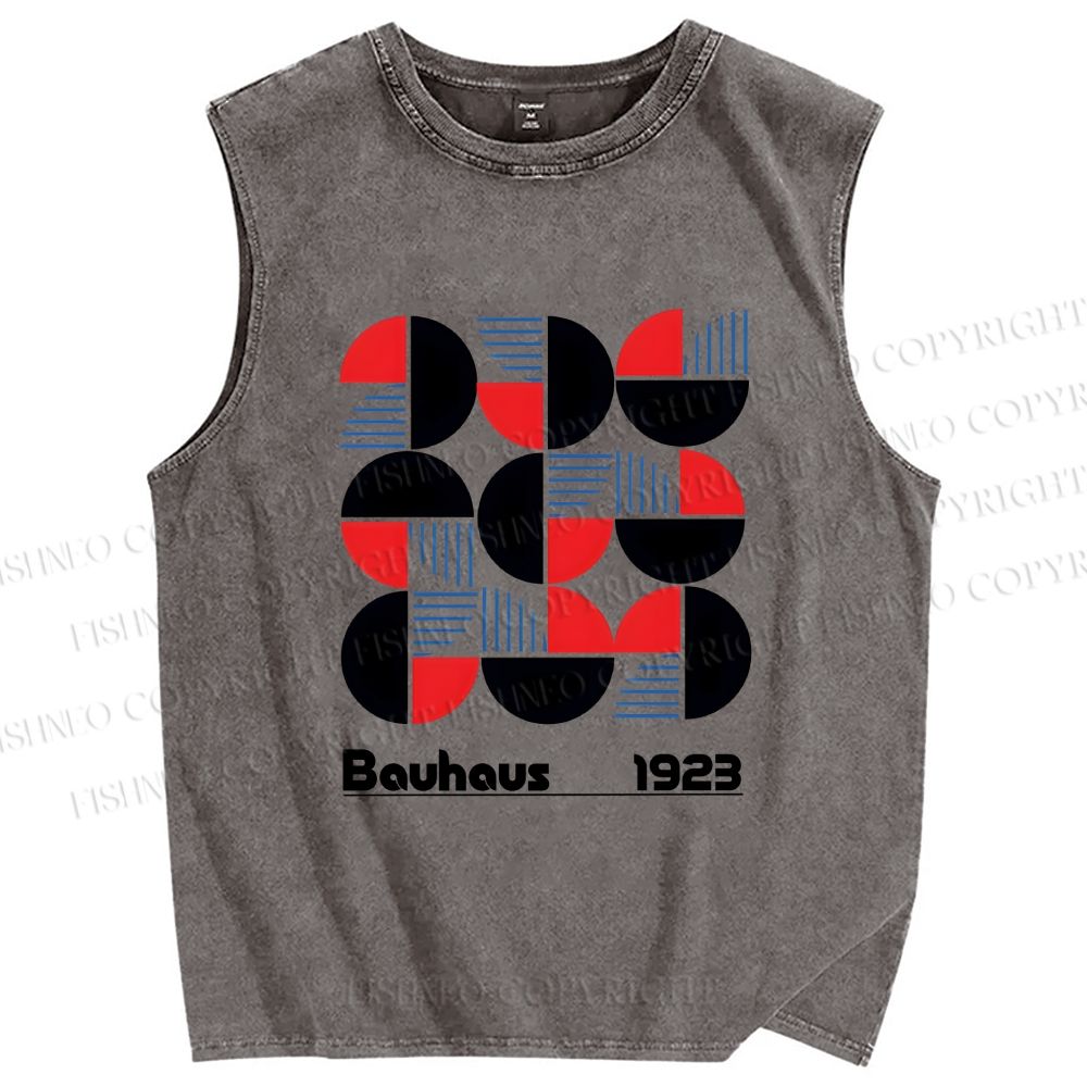 Unisex Bauhaus Geometry Printed Washed Tank Top