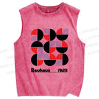 Unisex Bauhaus Geometry Printed Washed Tank Top