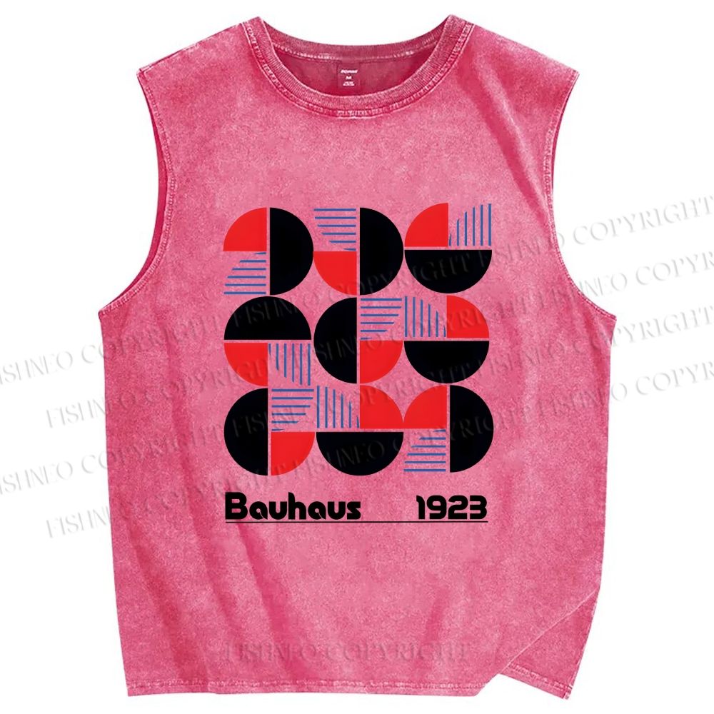 Unisex Bauhaus Geometry Printed Washed Tank Top