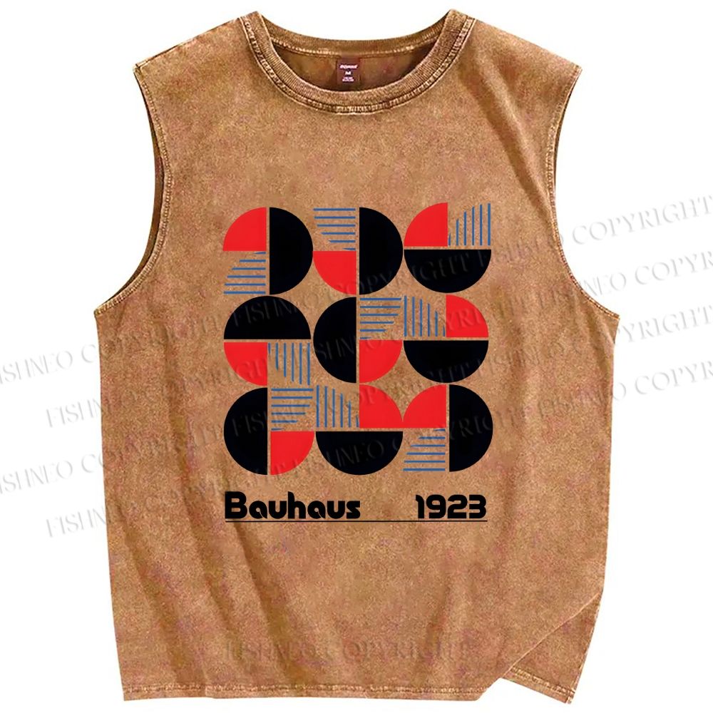 Unisex Bauhaus Geometry Printed Washed Tank Top