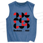 Unisex Bauhaus Geometry Printed Washed Tank Top
