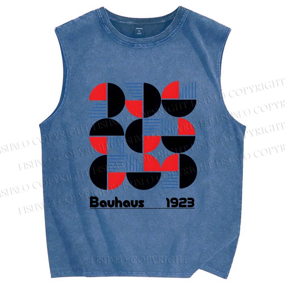 Unisex Bauhaus Geometry Printed Washed Tank Top