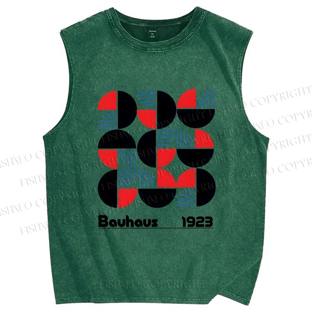 Unisex Bauhaus Geometry Printed Washed Tank Top