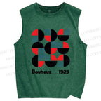 Unisex Bauhaus Geometry Printed Washed Tank Top