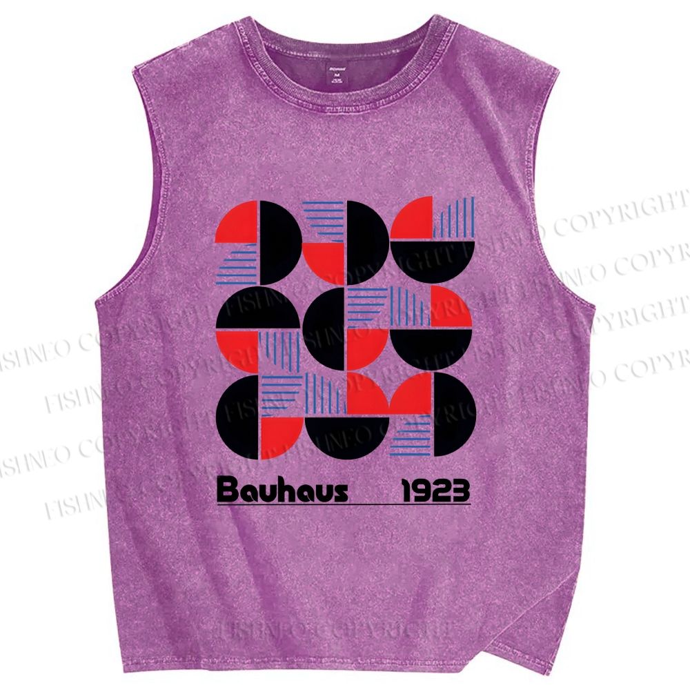 Unisex Bauhaus Geometry Printed Washed Tank Top