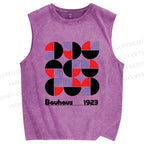 Unisex Bauhaus Geometry Printed Washed Tank Top