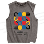 Unisex Bauhaus Geometry Printed Washed Tank Top