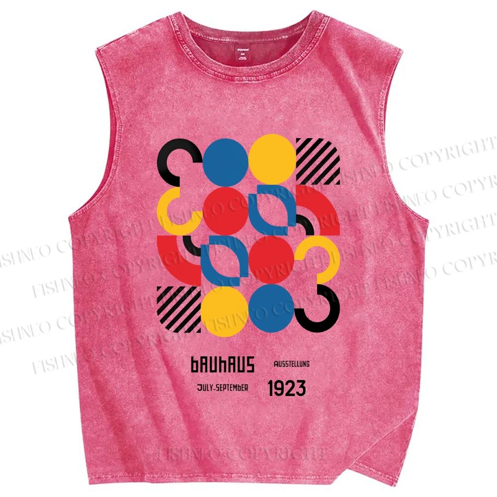 Unisex Bauhaus Geometry Printed Washed Tank Top