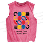 Unisex Bauhaus Geometry Printed Washed Tank Top