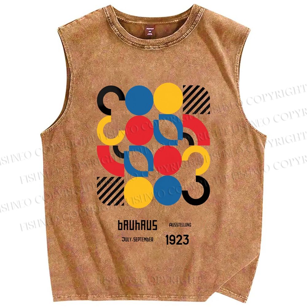 Unisex Bauhaus Geometry Printed Washed Tank Top