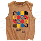 Unisex Bauhaus Geometry Printed Washed Tank Top