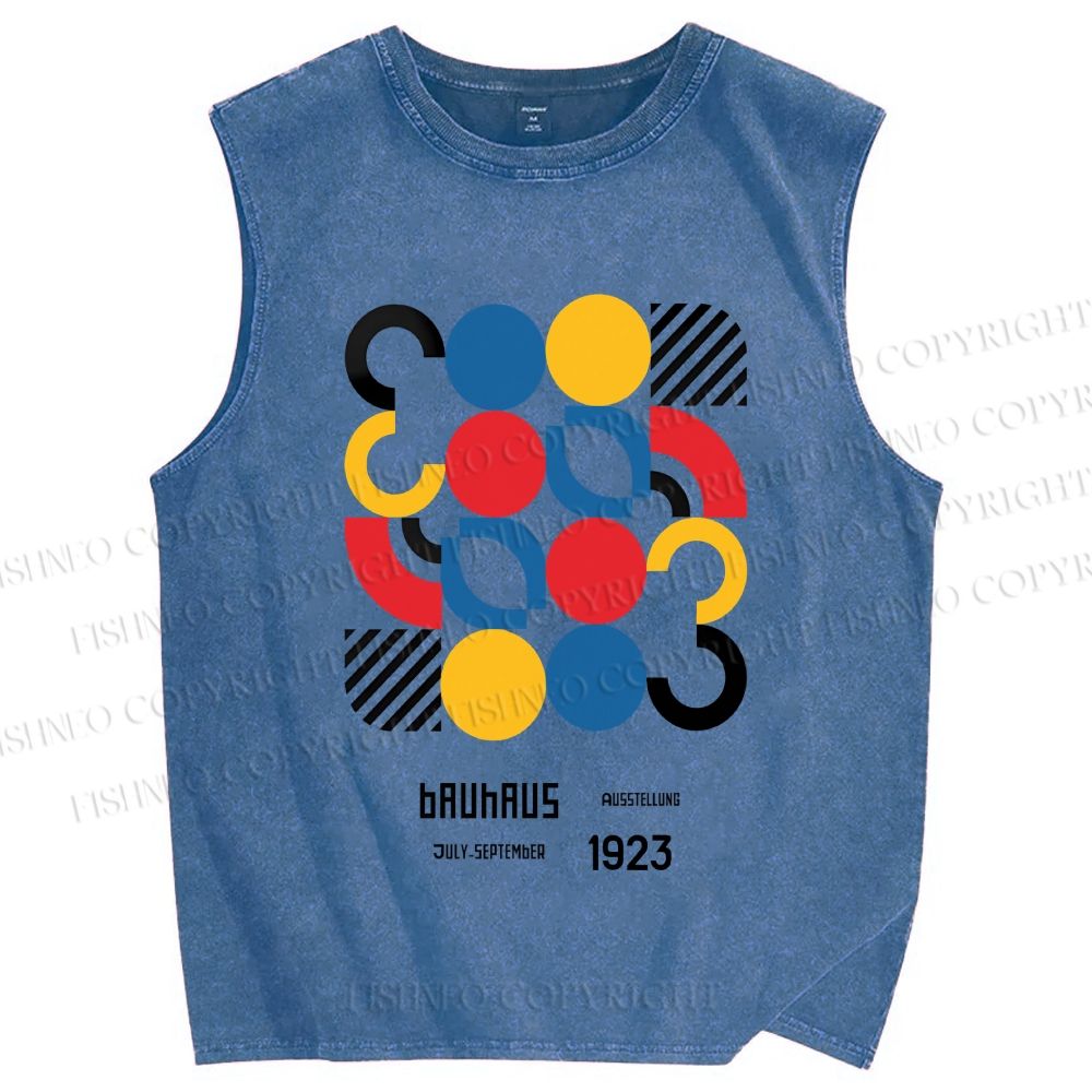 Unisex Bauhaus Geometry Printed Washed Tank Top