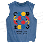 Unisex Bauhaus Geometry Printed Washed Tank Top