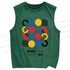 Unisex Bauhaus Geometry Printed Washed Tank Top