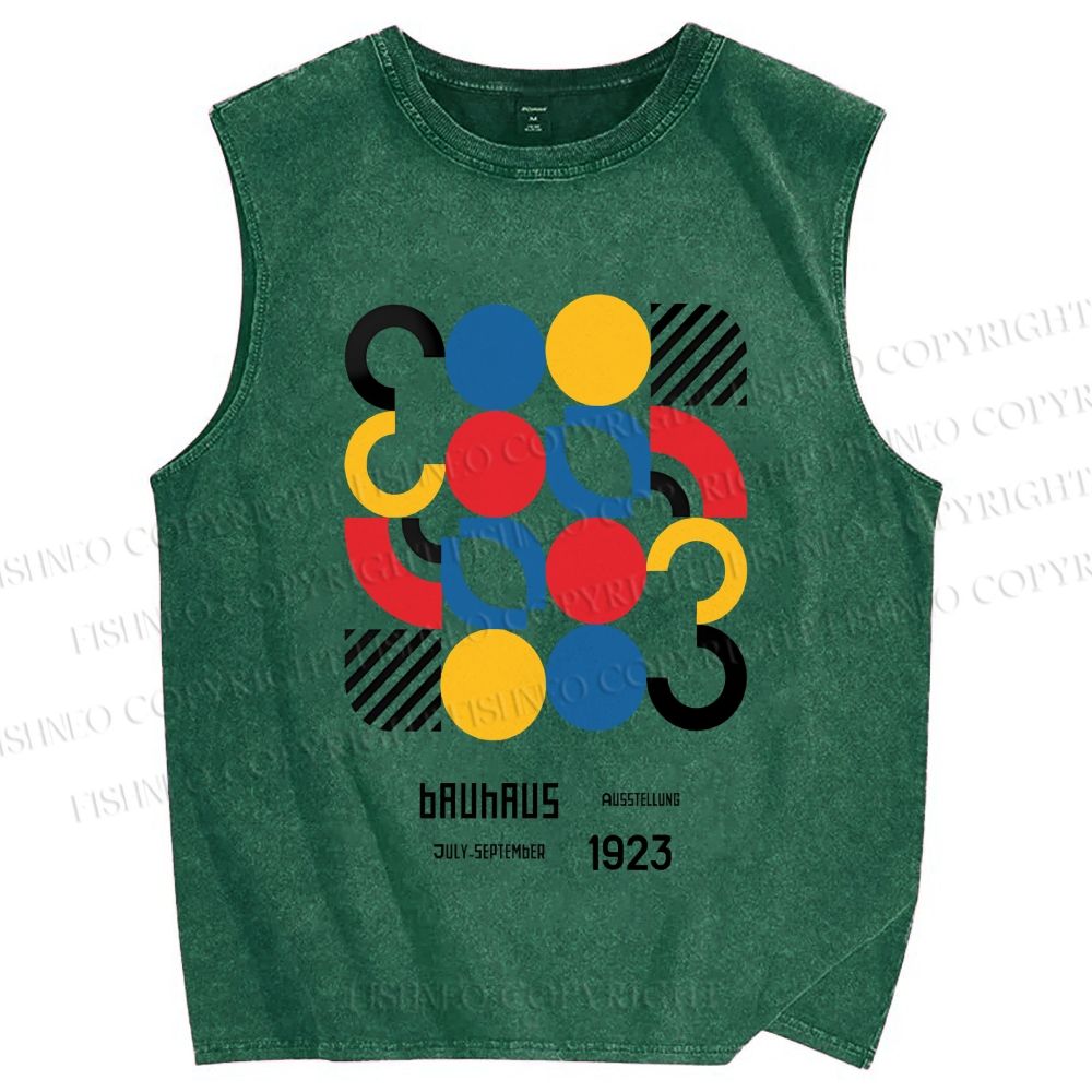 Unisex Bauhaus Geometry Printed Washed Tank Top