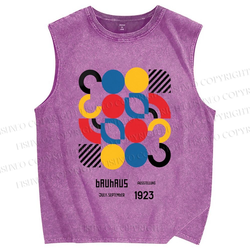 Unisex Bauhaus Geometry Printed Washed Tank Top